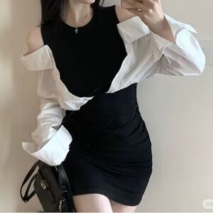 Black and White Off-Shoulder Dress